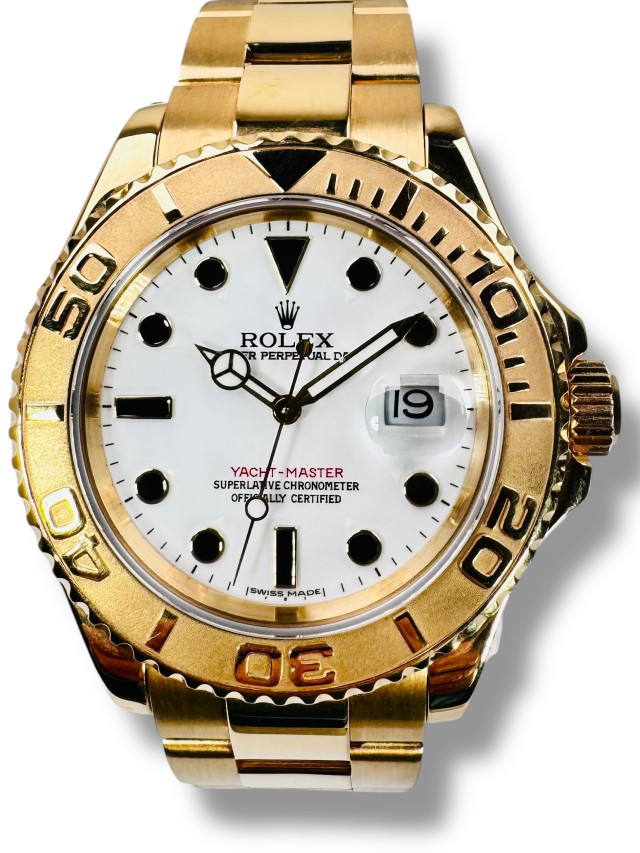 Rolex 16628 Yellow Gold on Oyster White with Black Dots & Index on Gold