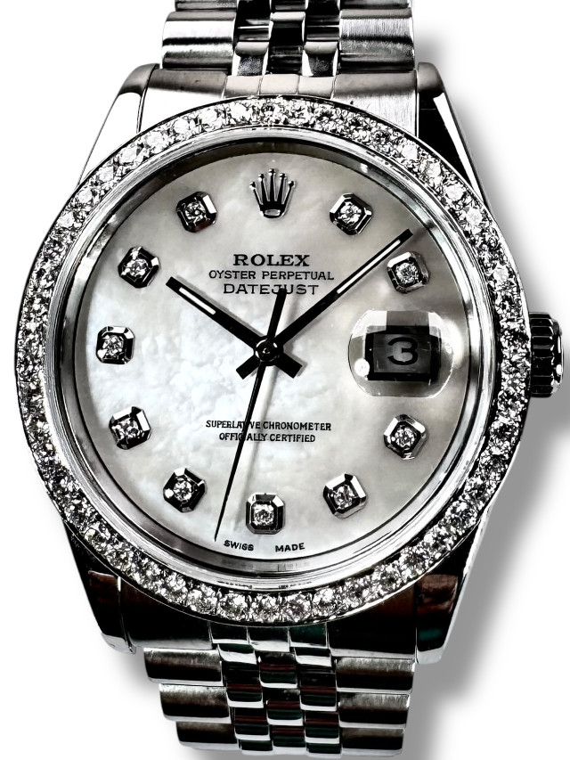 Diamond Rolex Datejust 16220 Stainless Steel