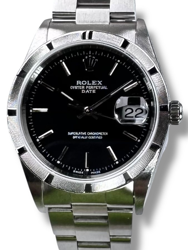Rolex Date 15210 Stainless Steel 34mm Black Dial