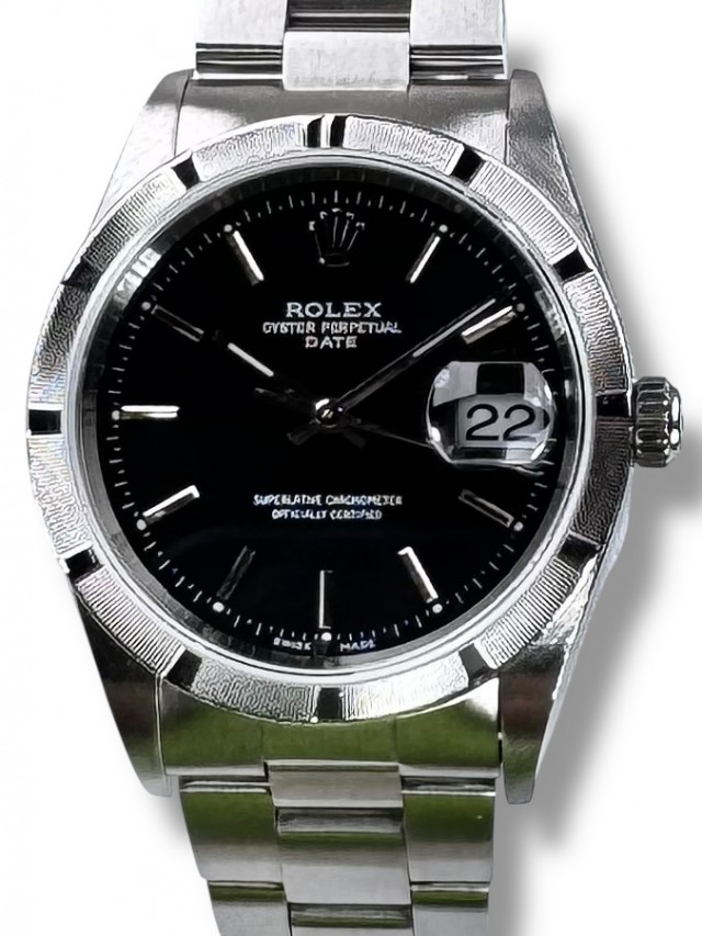 Rolex Date 15210 Stainless Steel 34mm Black Dial