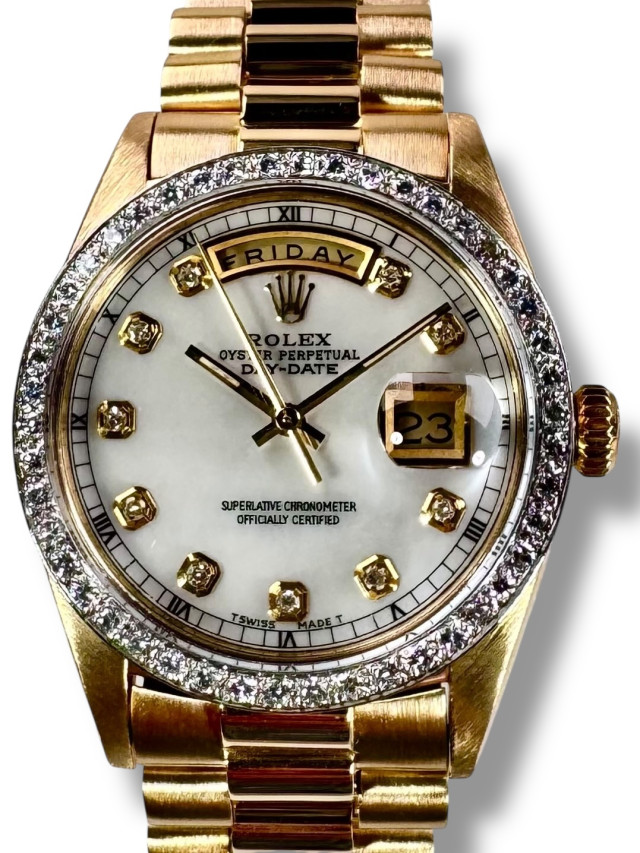 Rolex 1803 Yellow Gold on President, Fluted Bezel Champagne with Gold Index