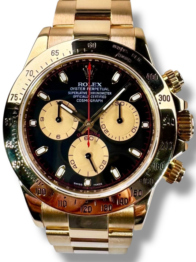 Rolex 116528 Yellow Gold on Oyster Black with Luminous Index on Gold