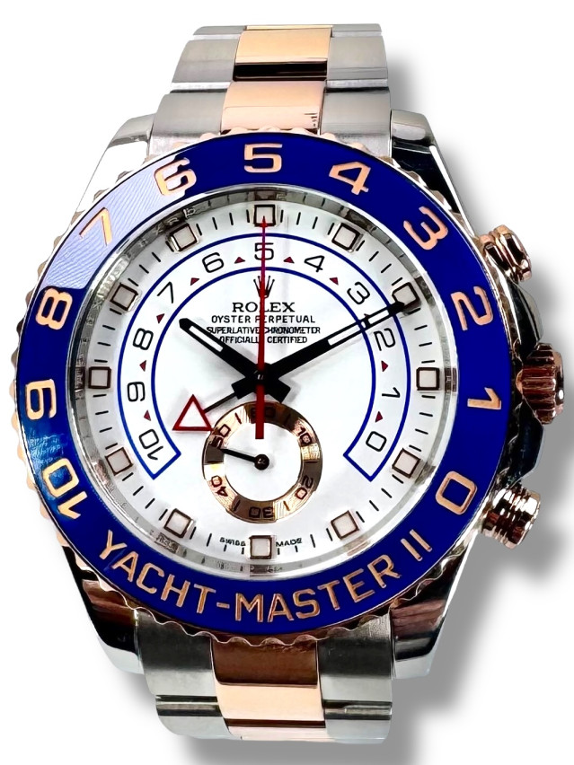 Rolex 116681 Rose Gold & Steel on Oyster, Blue Ceramic, 12 Hour Display Bezel White