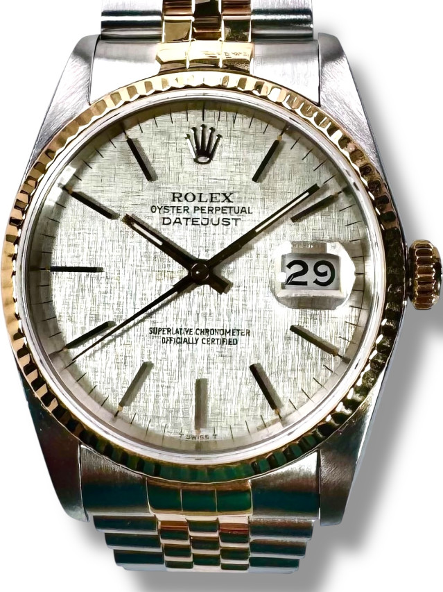 Rolex 16233 Yellow Gold & Steel on Jubilee, Fluted Bezel Champagne with Gold Index