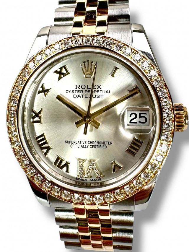 Rolex 178383 Yellow Gold & Steel on Jubilee, Diamond Bezel Mother Of Pearl White Diamond Dial