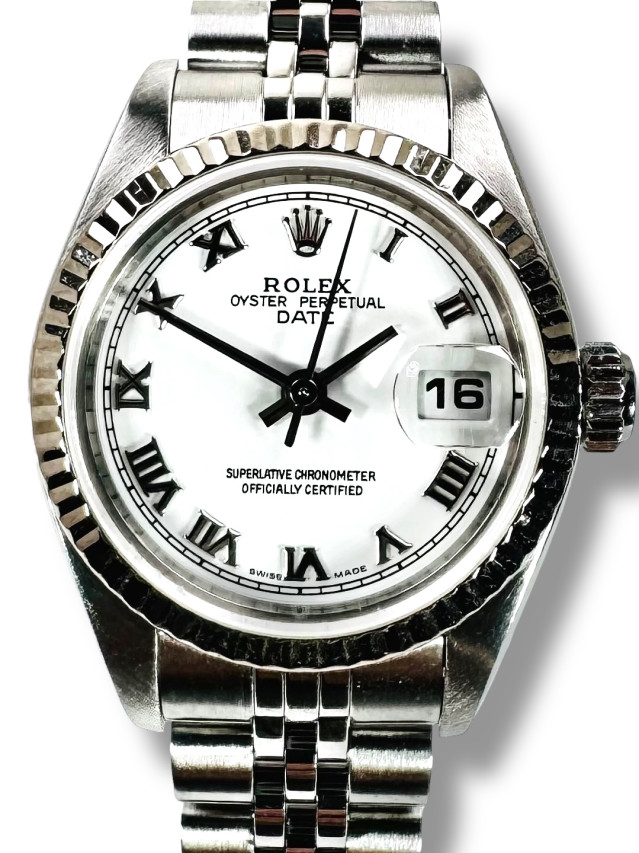 Rolex 79174 White Gold & Steel on Jubilee Rhodium with Silver Roman