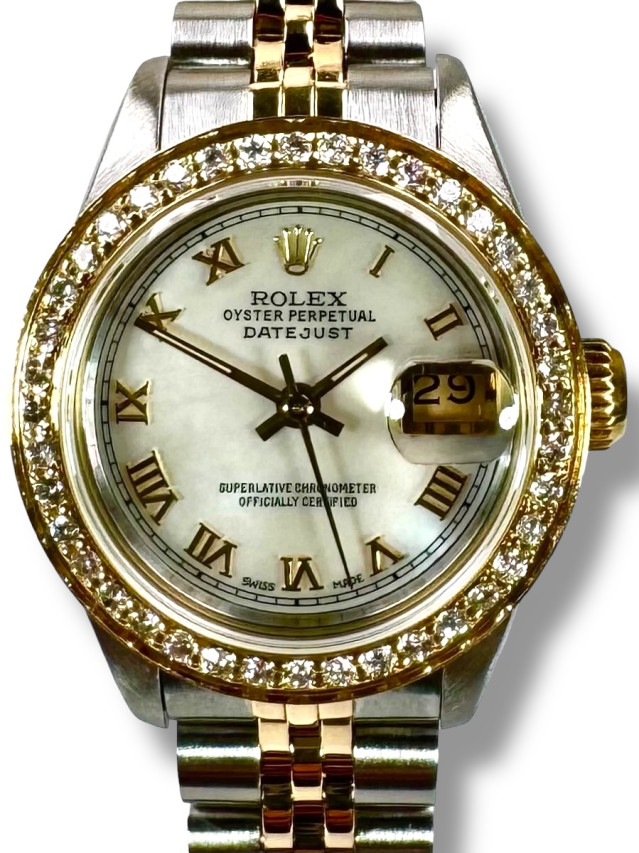 Rolex 69173 Yellow Gold & Steel on Jubilee, Fluted Bezel Champagne Diamond Dial