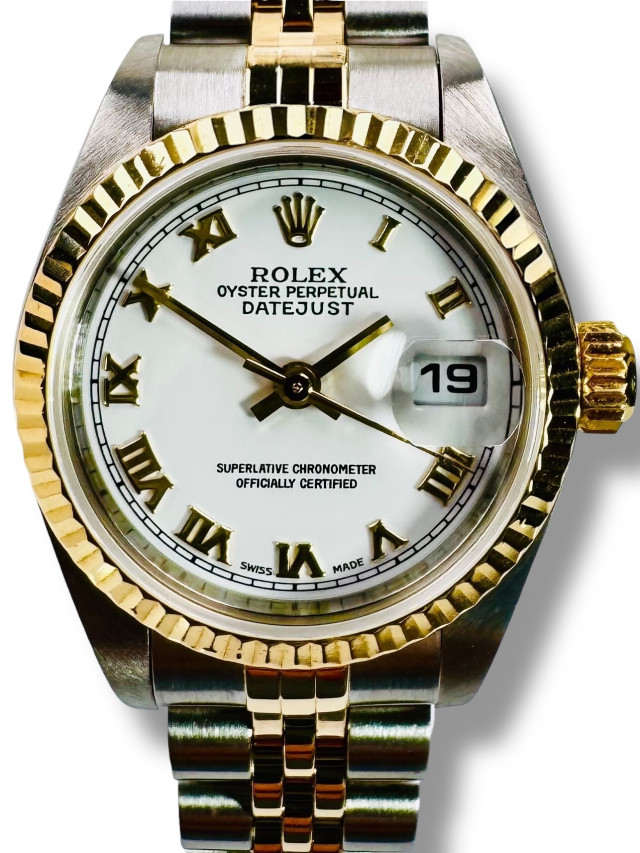 Rolex 79173 Yellow Gold & Steel on Jubilee, Fluted Bezel Champagne with Gold Roman