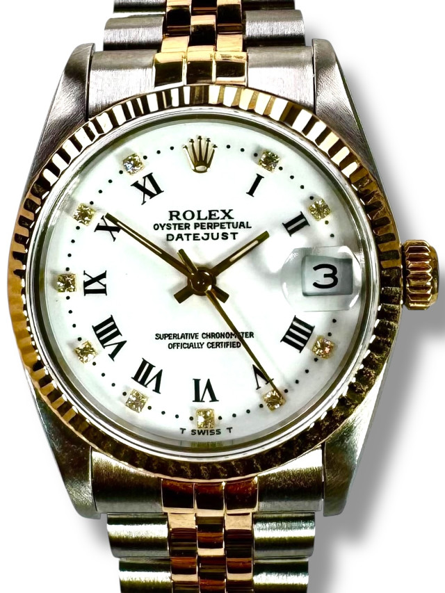 Rolex 68273 Yellow Gold & Steel on Jubilee, Fluted Bezel White Diamond Dial