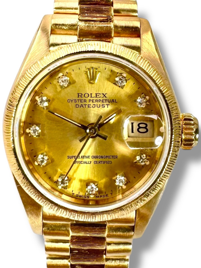 Rolex 69178 Yellow Gold on President, Fluted Bezel Mother Of Pearl White Diamond Dial