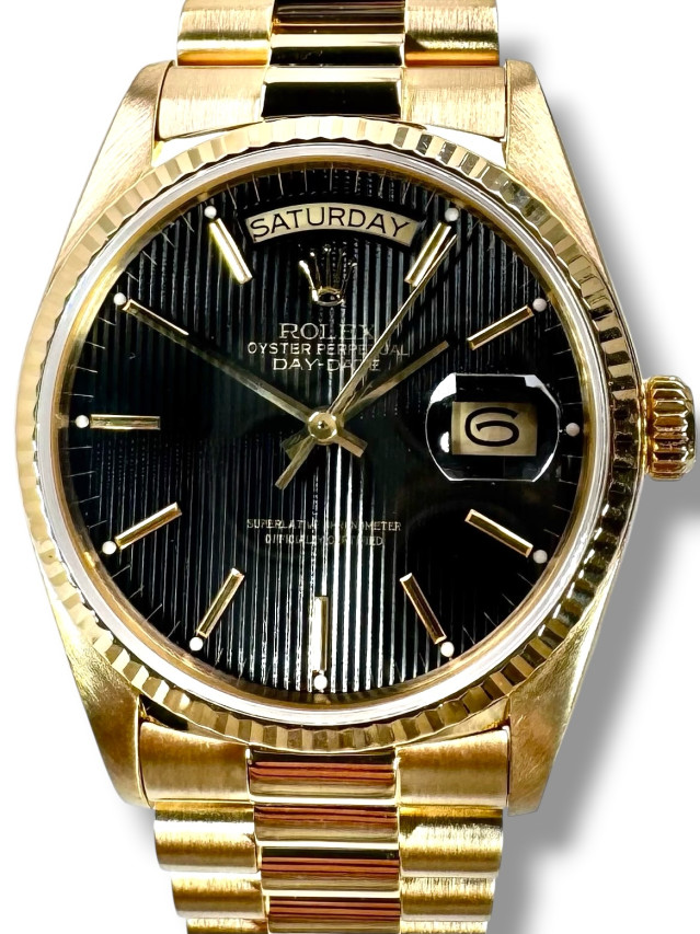 Rolex 18038 Yellow Gold on President, Fluted Bezel Champagne with Gold Index