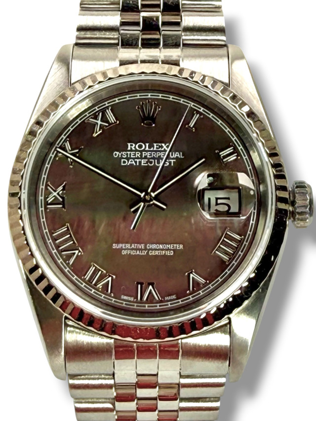 Rolex 16234 White Gold & Steel on Oyster Rhodium with Silver Roman
