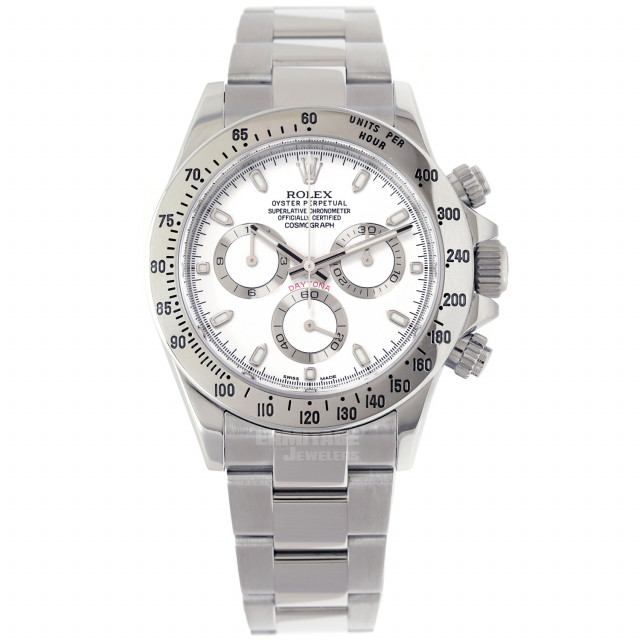Rolex 116520 Steel on Oyster White with Luminous Index on Platinum