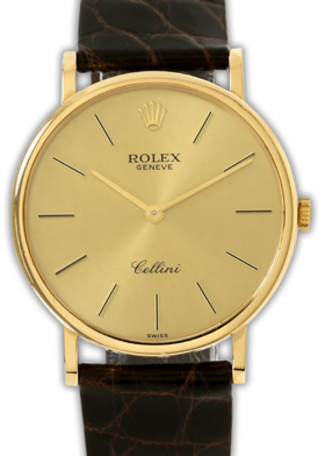 Rolex 5112 Yellow Gold on Strap Champagne with Gold Index