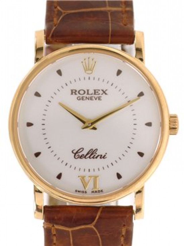 Rolex 5115 Yellow Gold on Strap Steel with Gold Roman 6 & Dots