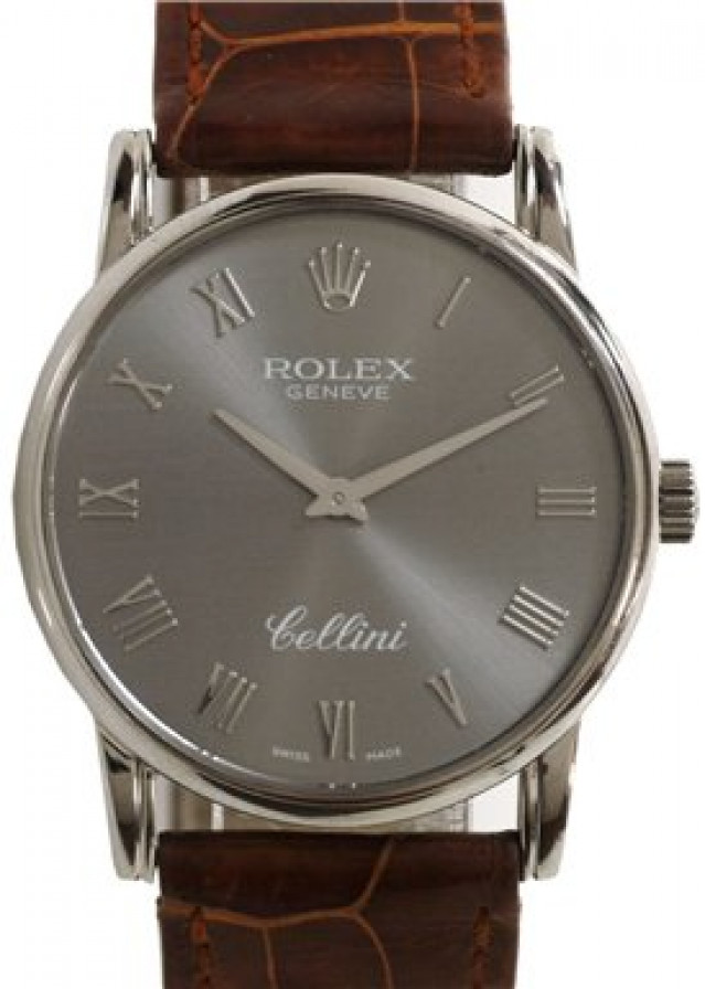Rolex 5116 White Gold on Strap Slate with White Gold Roman