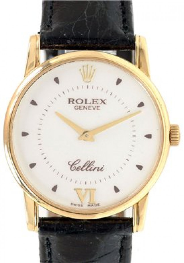 Rolex 5116 Yellow Gold on Strap Steel with Gold Roman 6 & Dots