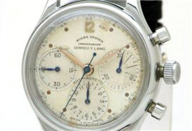 Rolex 4048 Steel on Strap, Domed Bezel White with Dots & Arabic 12