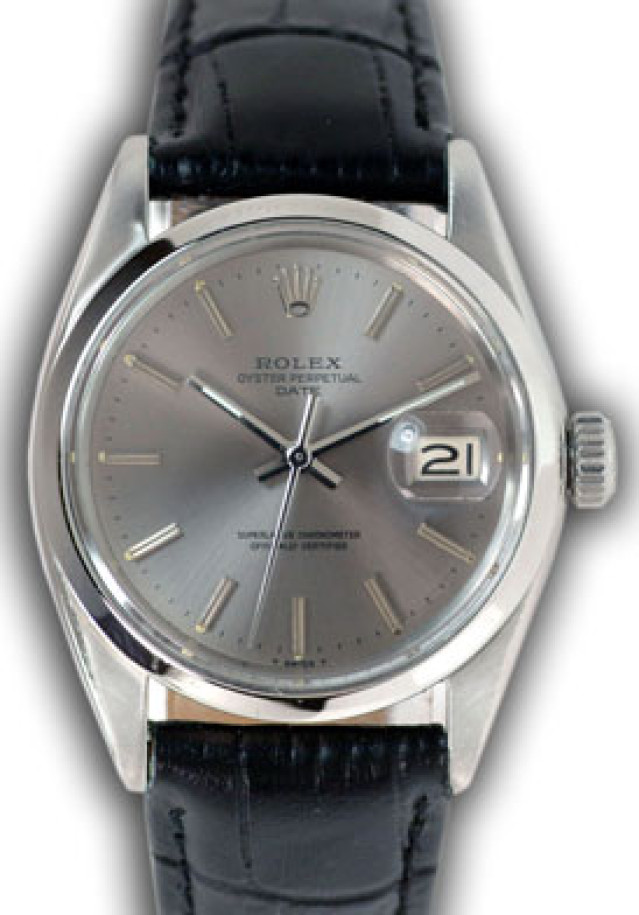 Rolex 1500 Steel on Strap, Smooth Bezel Steel Pattern with Silver Index