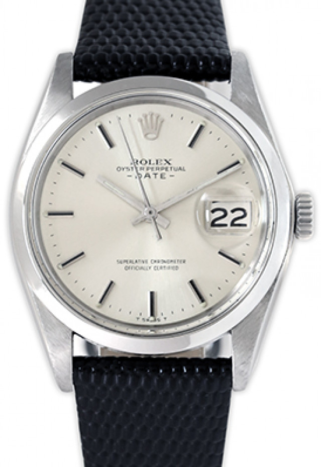 Rolex 1500 Steel on Strap, Smooth Bezel Steel with Silver Index