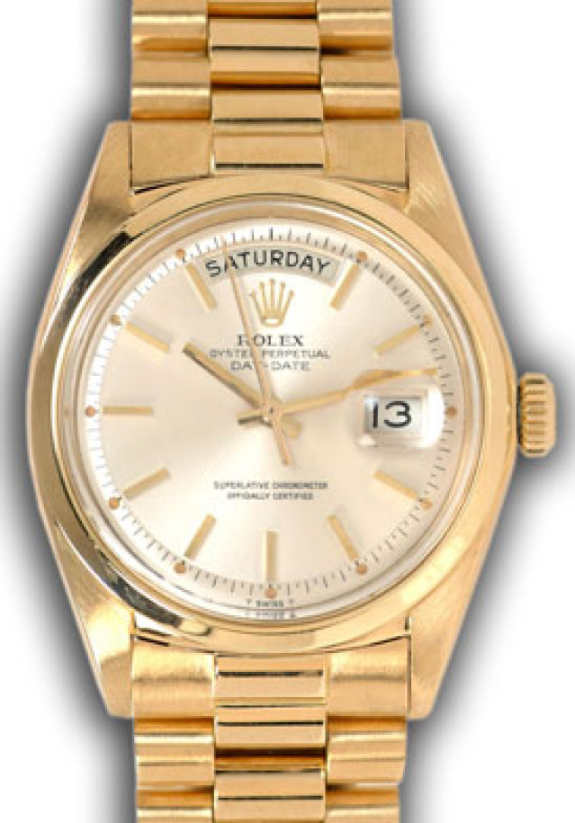 Rolex 1803 Yellow Gold on President, Smooth Bezel Steel with Gold Index