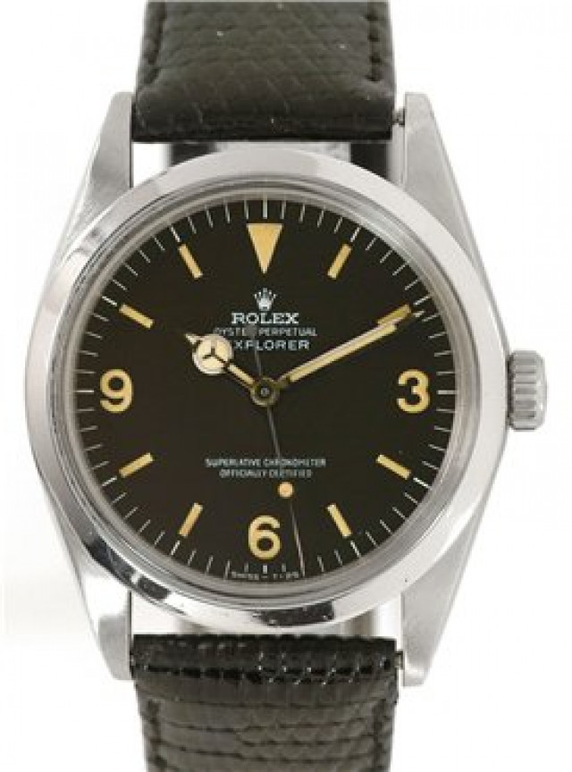 Rolex 1016 Steel on Strap, Smooth Bezel Black with Luminous Index & Silver Arabic 3-6-9