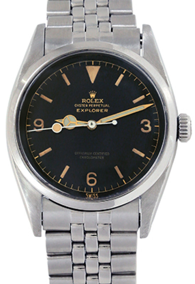 Rolex 6610 Steel on Jubilee, Smooth Bezel Black Gilt with Gold Index & Arabic 3-6-9