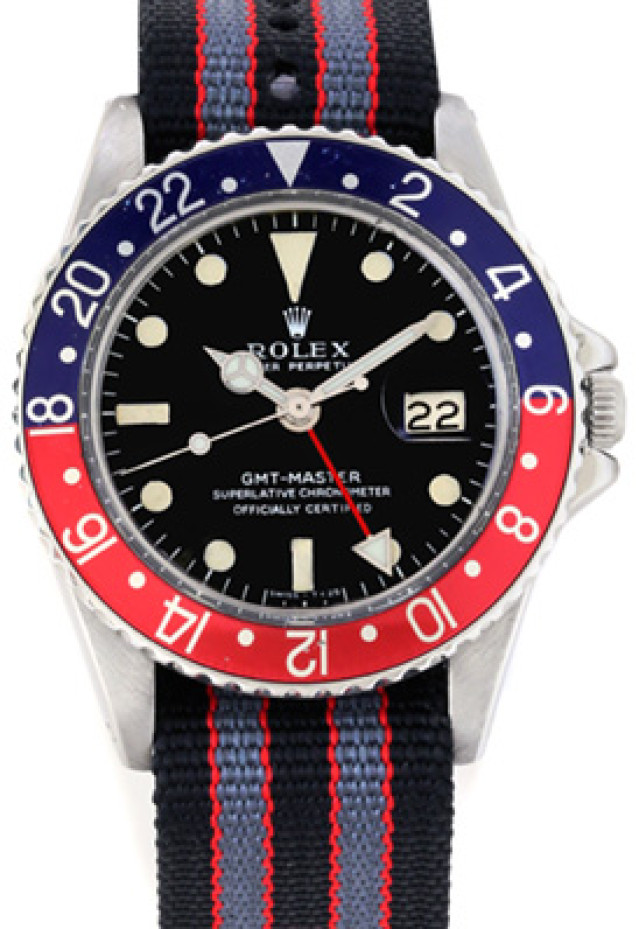 Vintage Rolex 1675 40 mm Steel on Strap Blue & Red Pepsi Style