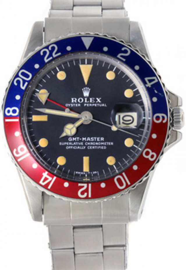 Vintage Rolex 1675 40 mm Steel on Oyster, Blue & Red Ceramic, Pepsi Style Bezel