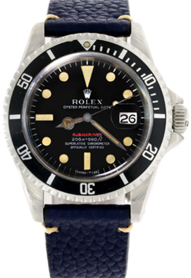 Rolex 1680 Steel on Strap, Black Bezel Black Mark II with Luminous Dots & Index