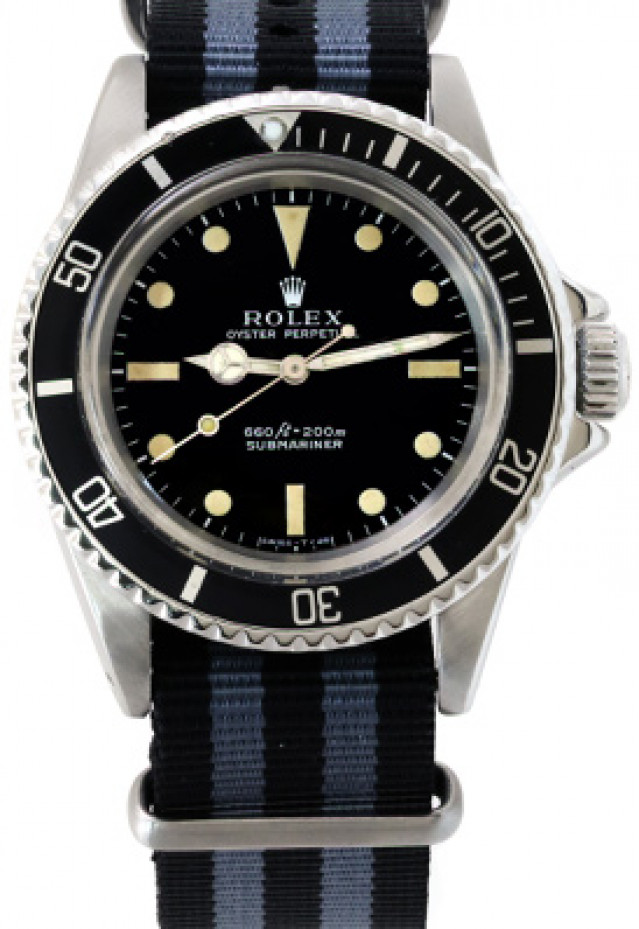 Vintage Rolex 5513 40 mm Steel on Strap, Black Bezel