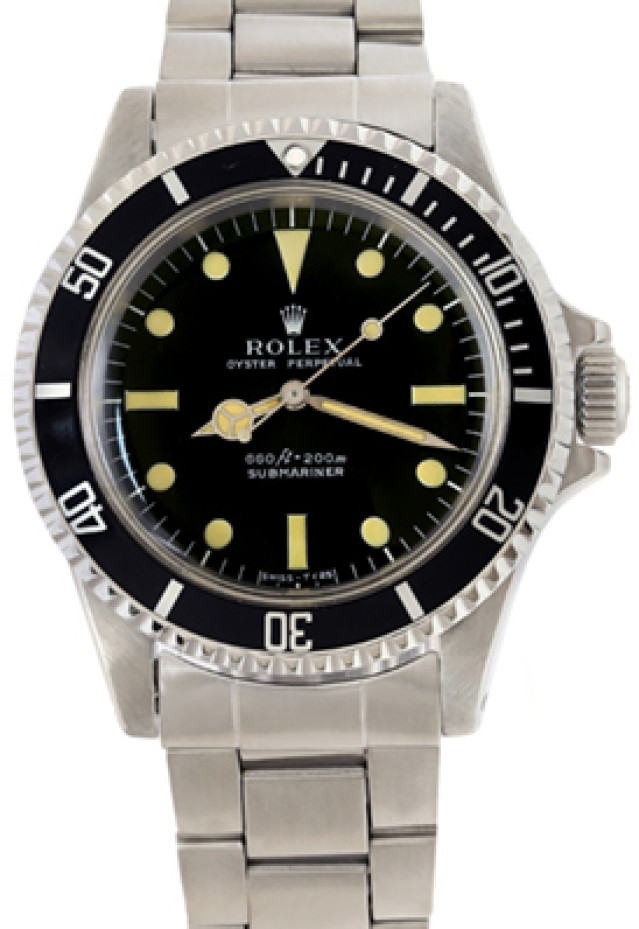 Rolex 5513 Steel on Oyster Black Serif with Luminous Dots & Index