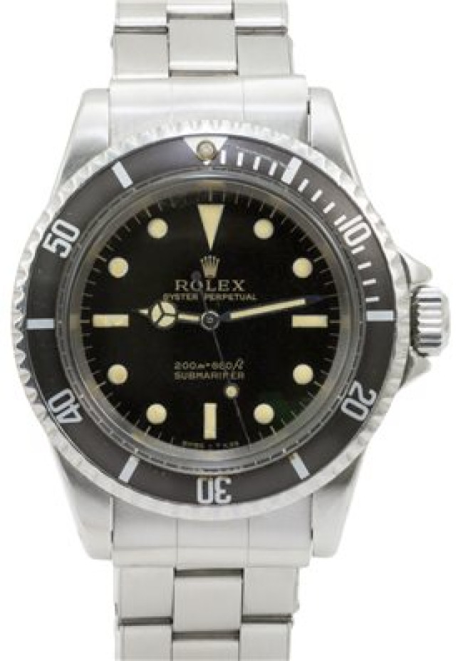 Rolex 5513 Steel on Riveted, Black Bezel Black Gilt with Luminous Dots & Index