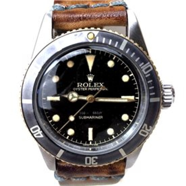 Rolex 6538 Steel on Strap, Black Bezel Black