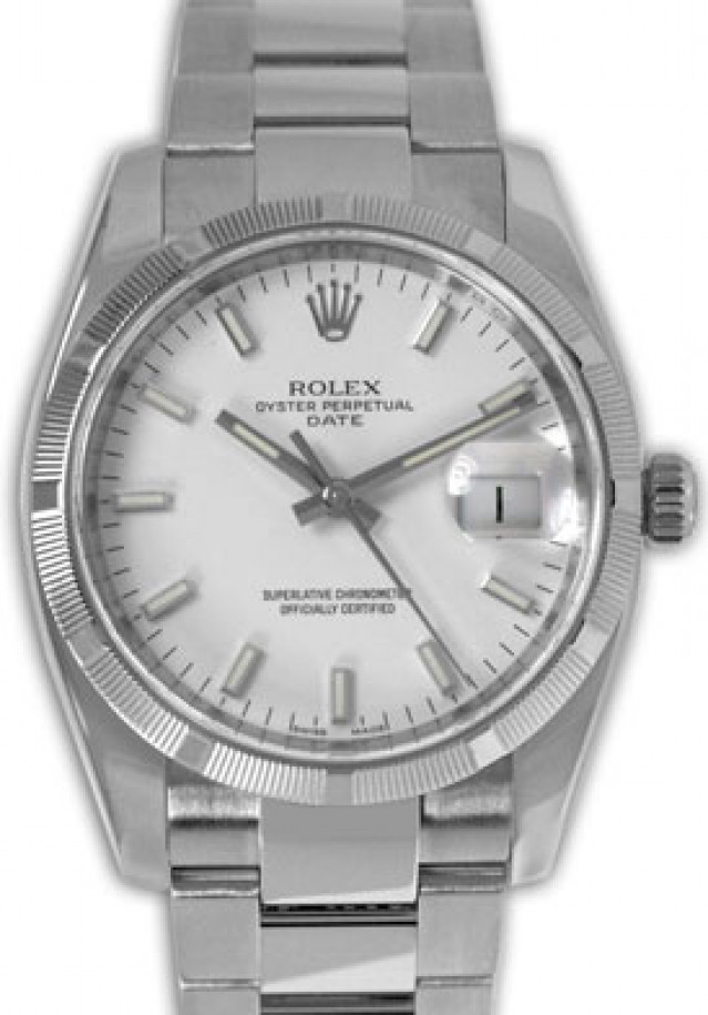 Rolex 115210 Steel on Oyster, Engine Turned Bezel White with Luminous Index