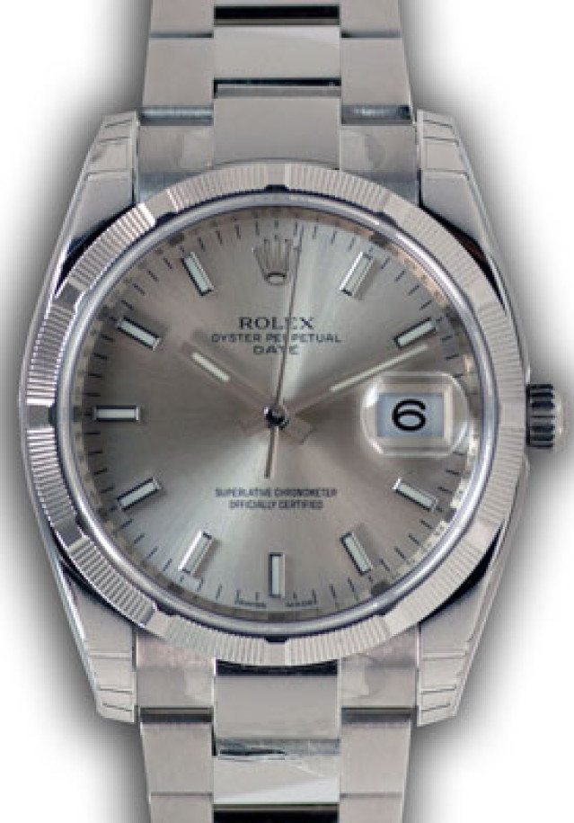 Rolex 115210 Steel on Oyster, Engine Turned Bezel Steel with Luminous Index
