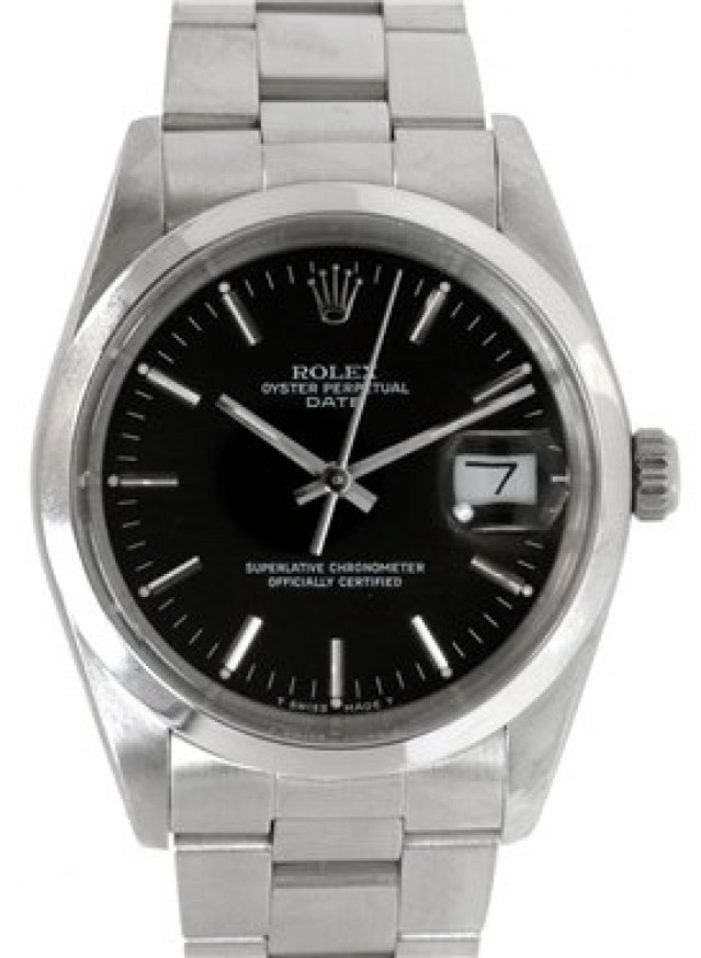 Rolex 15000 Steel on Oyster, Smooth Bezel Black with Silver Index