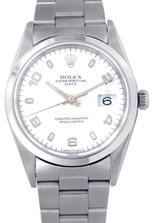 Rolex 15000 Steel on Oyster, Smooth Bezel White with Silver Index