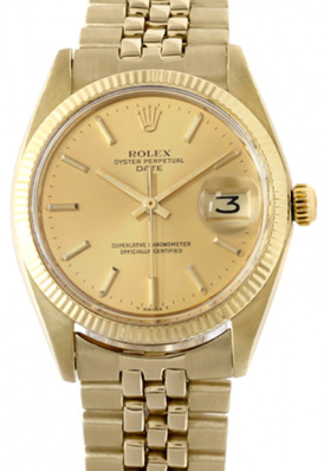 Rolex 15037 Yellow Gold on President, Fluted Bezel Champagne with Gold Index