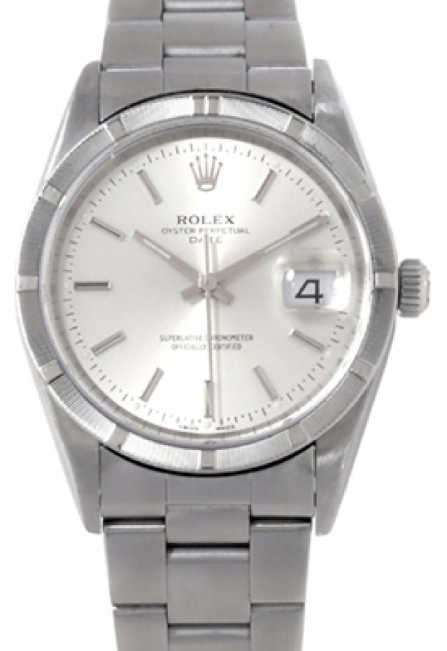 Rolex 15210 Steel on Oyster, Engine Turned Bezel Steel with Silver Index