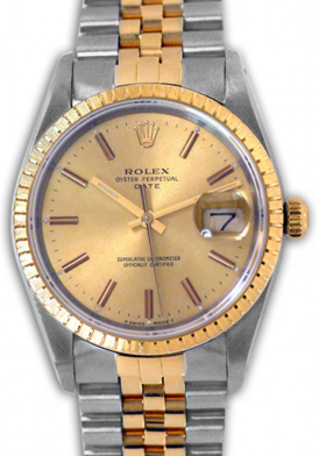 Rolex 15233 Yellow Gold & Steel on Jubilee, Finely Engine Turned Bezel Champagne with Gold Index