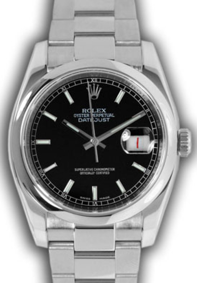 Rolex 116200 Steel on Oyster, Smooth Bezel Black with Luminous Index & White Roman