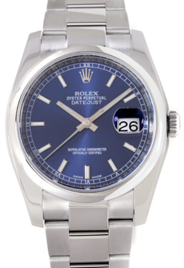 Rolex 116200 Steel on Oyster, Smooth Bezel Blue with Luminous Silver Index