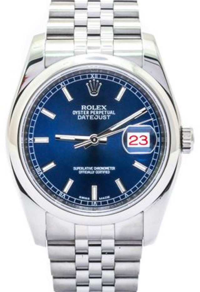 Rolex 116200 Steel on Jubilee, Smooth Bezel Blue with Luminous Silver Index