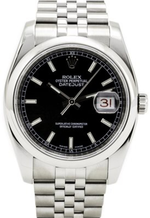 Rolex 116200 Steel on Jubilee, Smooth Bezel Black with Luminous Silver Index
