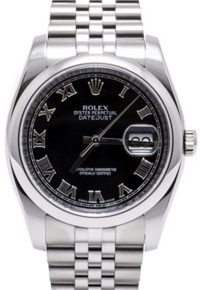 Rolex 116200 Steel on Jubilee, Smooth Bezel Black with Silver Roman