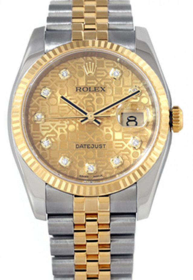 Rolex 116233 Yellow Gold & Steel on Jubilee, Fluted Bezel Jubilee Champagne Diamond Dial