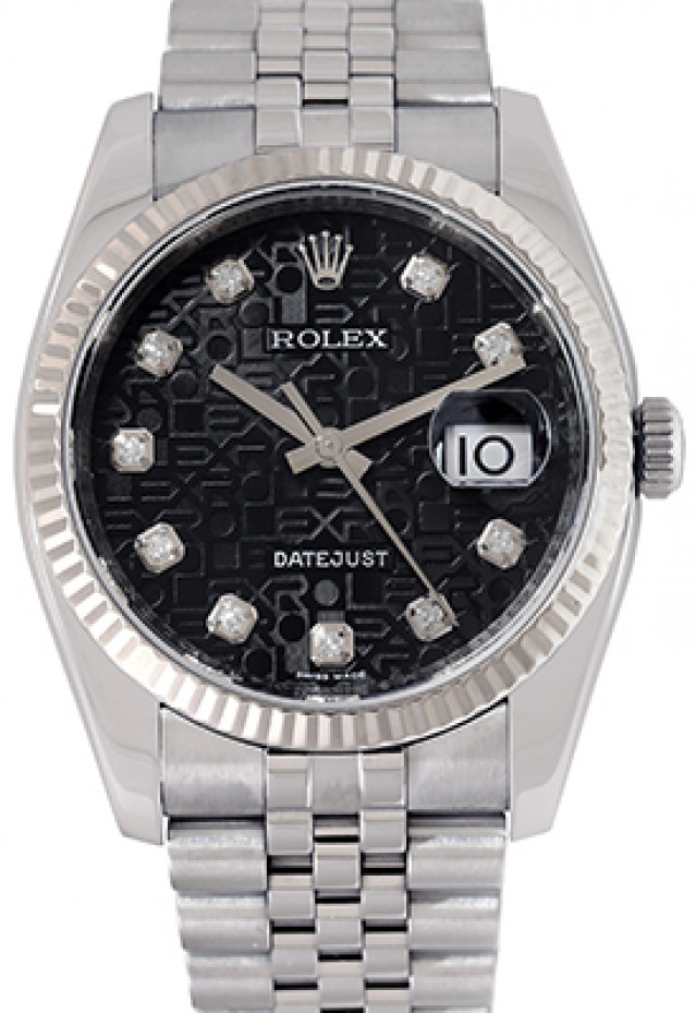 Rolex 116234 White Gold & Steel on Jubilee Jubilee Black Diamond Dial