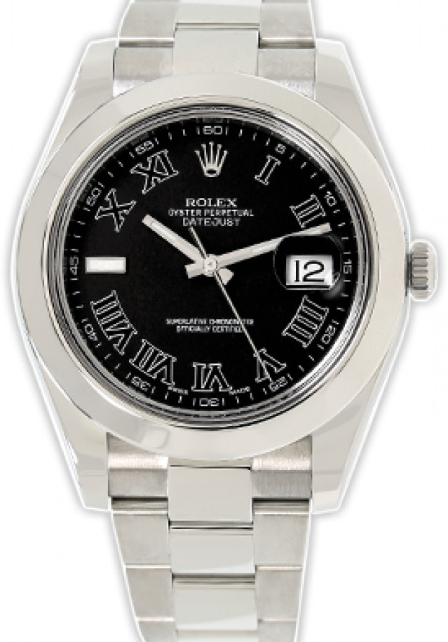 Rolex 116300 Steel on Oyster, Smooth Bezel Black with Luminous Roman on Steel