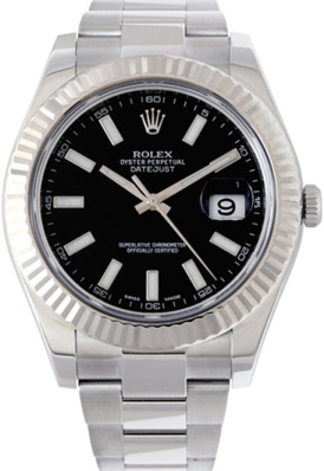 Rolex 116334 White Gold & Steel on Oyster Black with Luminous Index on Steel